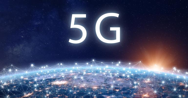 5G mobile internet telecommunication network shown as a connected globe