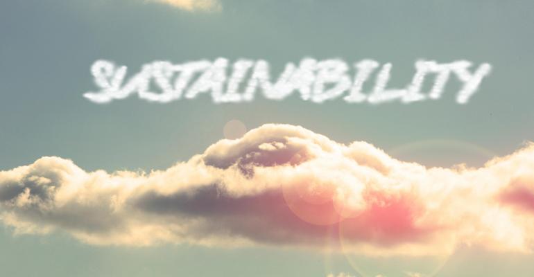 sustainability written in clouds