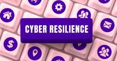 Cyber resilience text above a keyboard