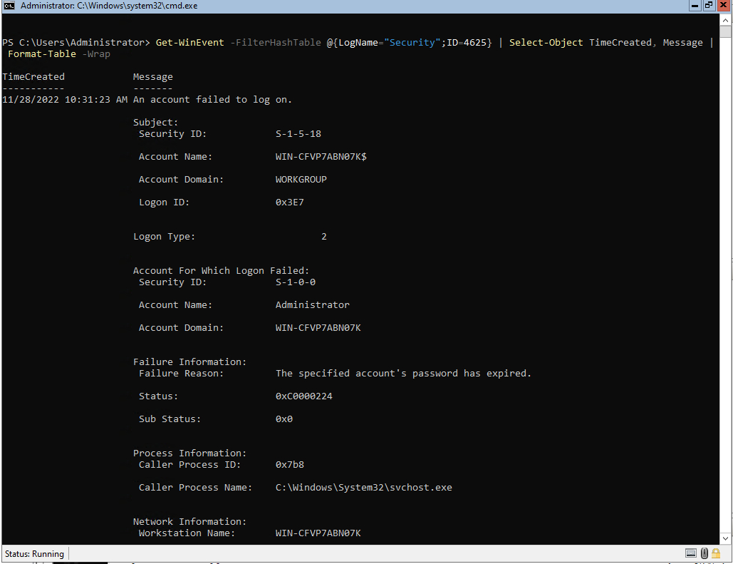 PowerShell screenshot shows portion of output when appending Format-Table -Wrap