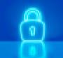 holographic neon padlock icon in blue