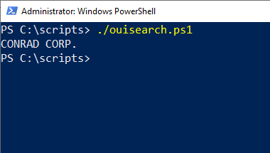 PowerShell script portion that determines a hardware vendor by MAC address