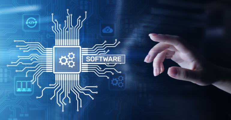 software development concept on virtual screen